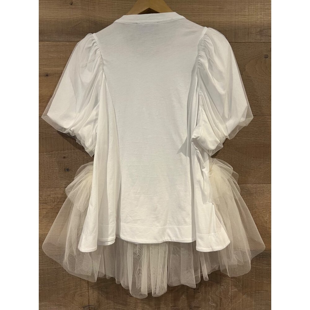SIMONE ROCHA White Tulle Overlay Puff Sleeve Tutu top T-shirt size L - Picture 8 of 10